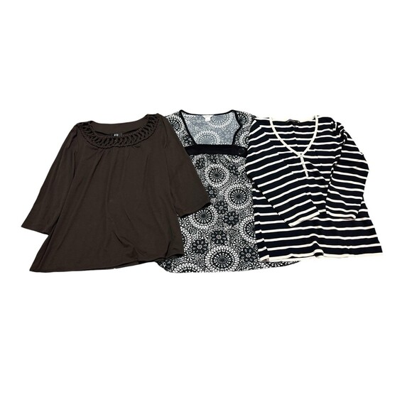 Assorted Tops - Christopher & Banks Scott Taylor AGB 3 Piece Size L Top Bundle 3/4 Sleeve